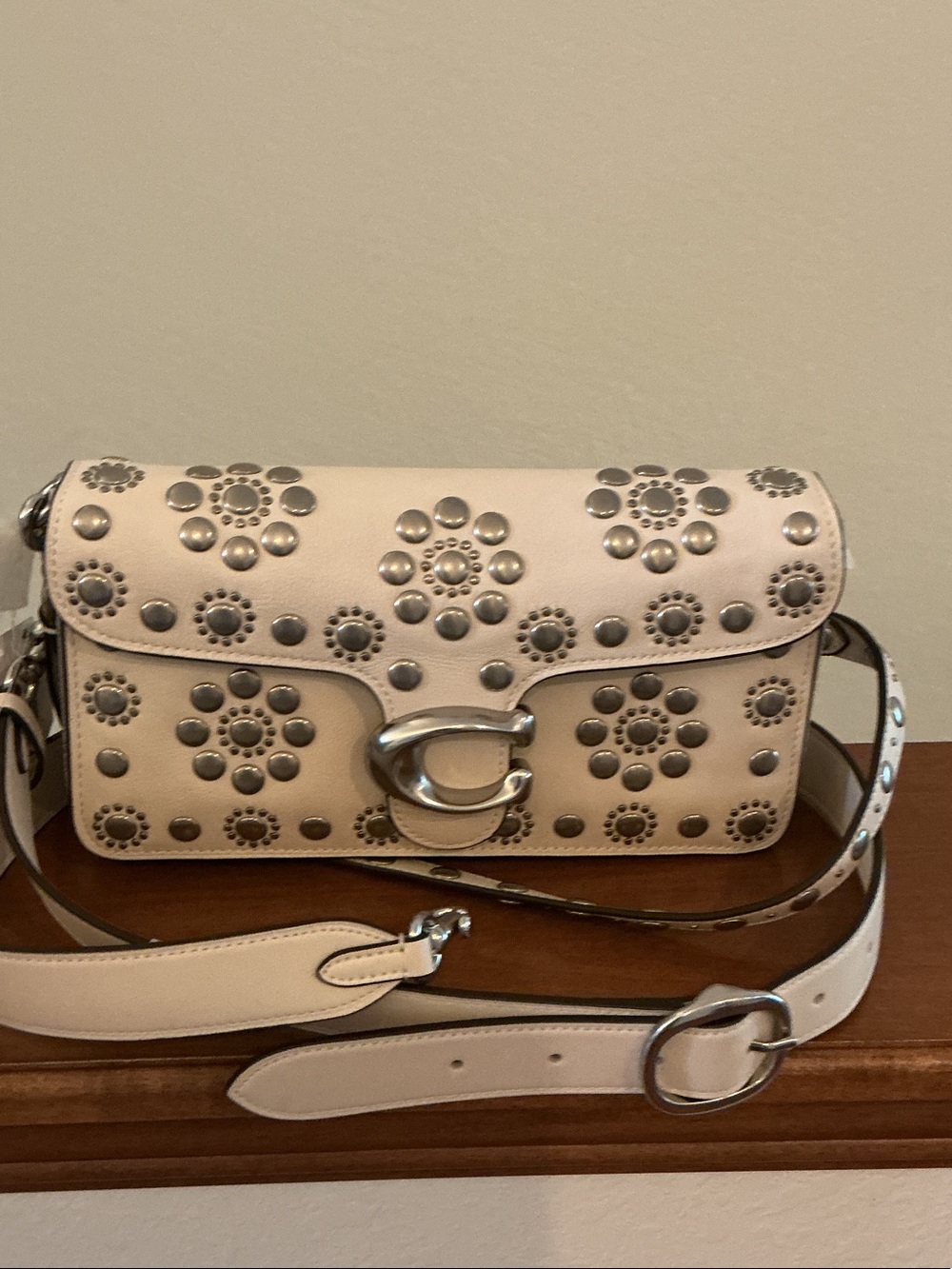 Coach Cream Leather Studded Tabby 26